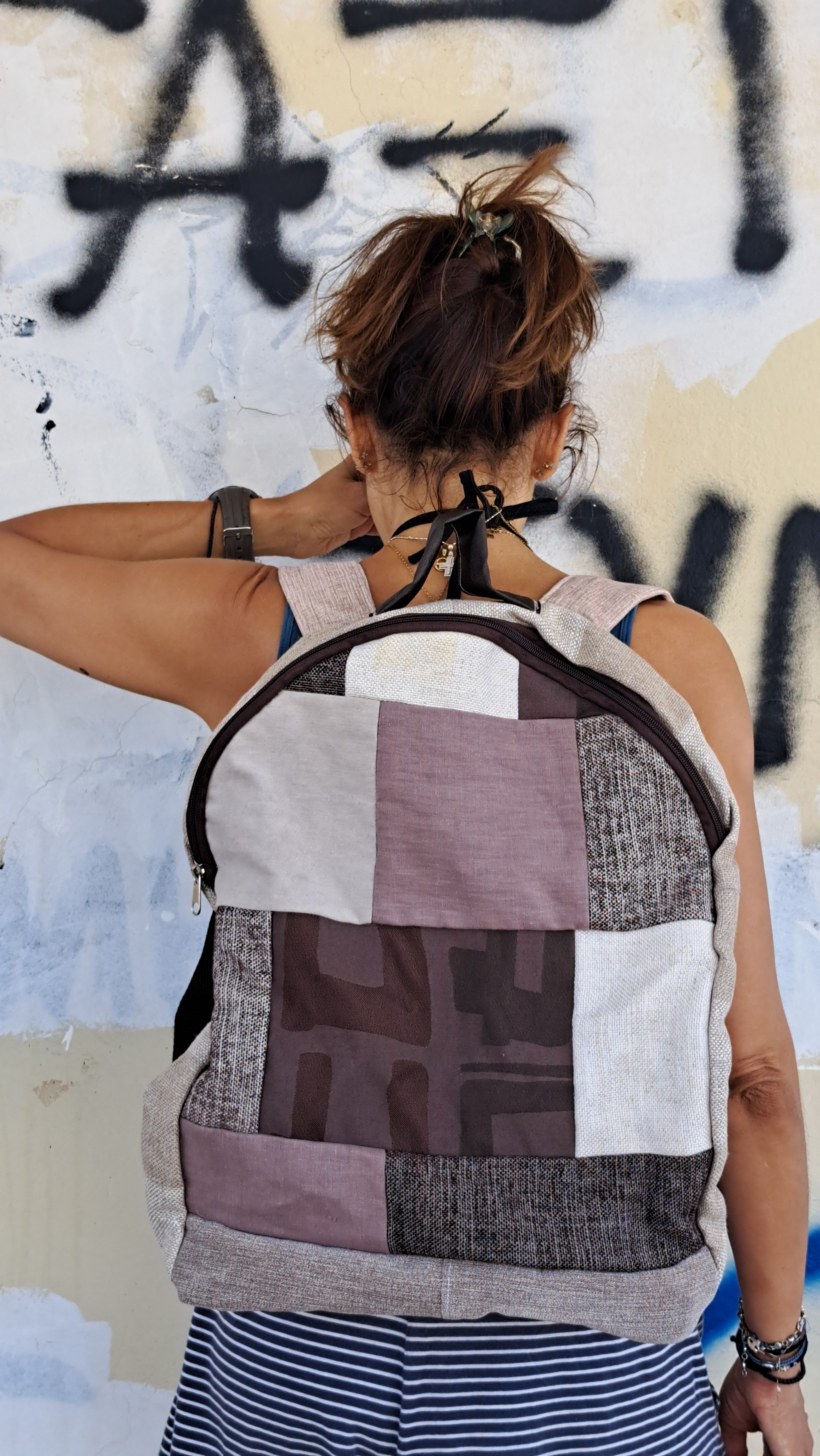 Χειροποίητο σακίδιο πλάτης — Καφέ/Μπεζ αποχρώσεις  | Kallαίσθησις