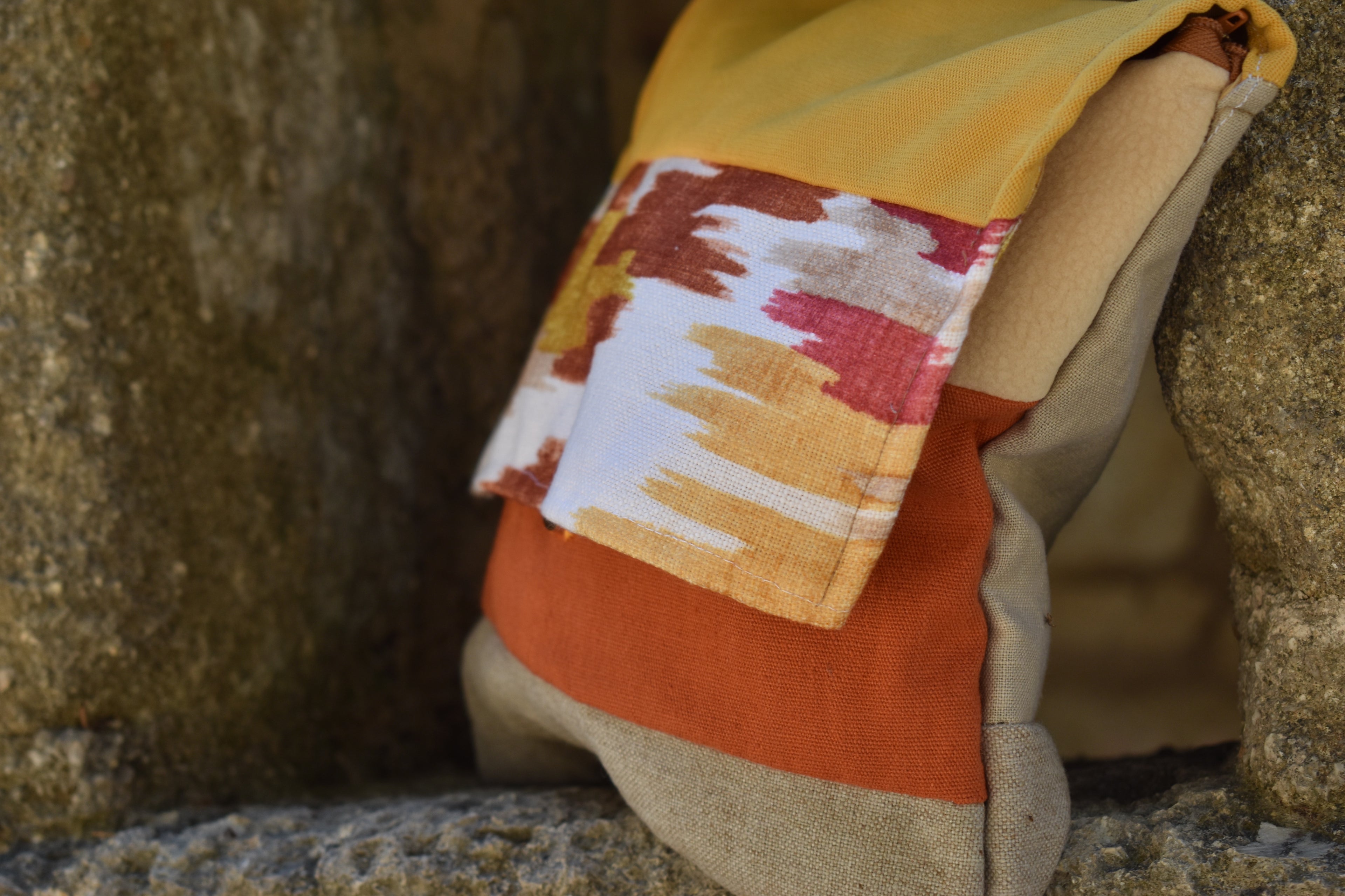 Χειροποίητο Τσαντάκι – Φάκελος Μουσταρδί & Πορτοκαλί | Kallαίσθησις