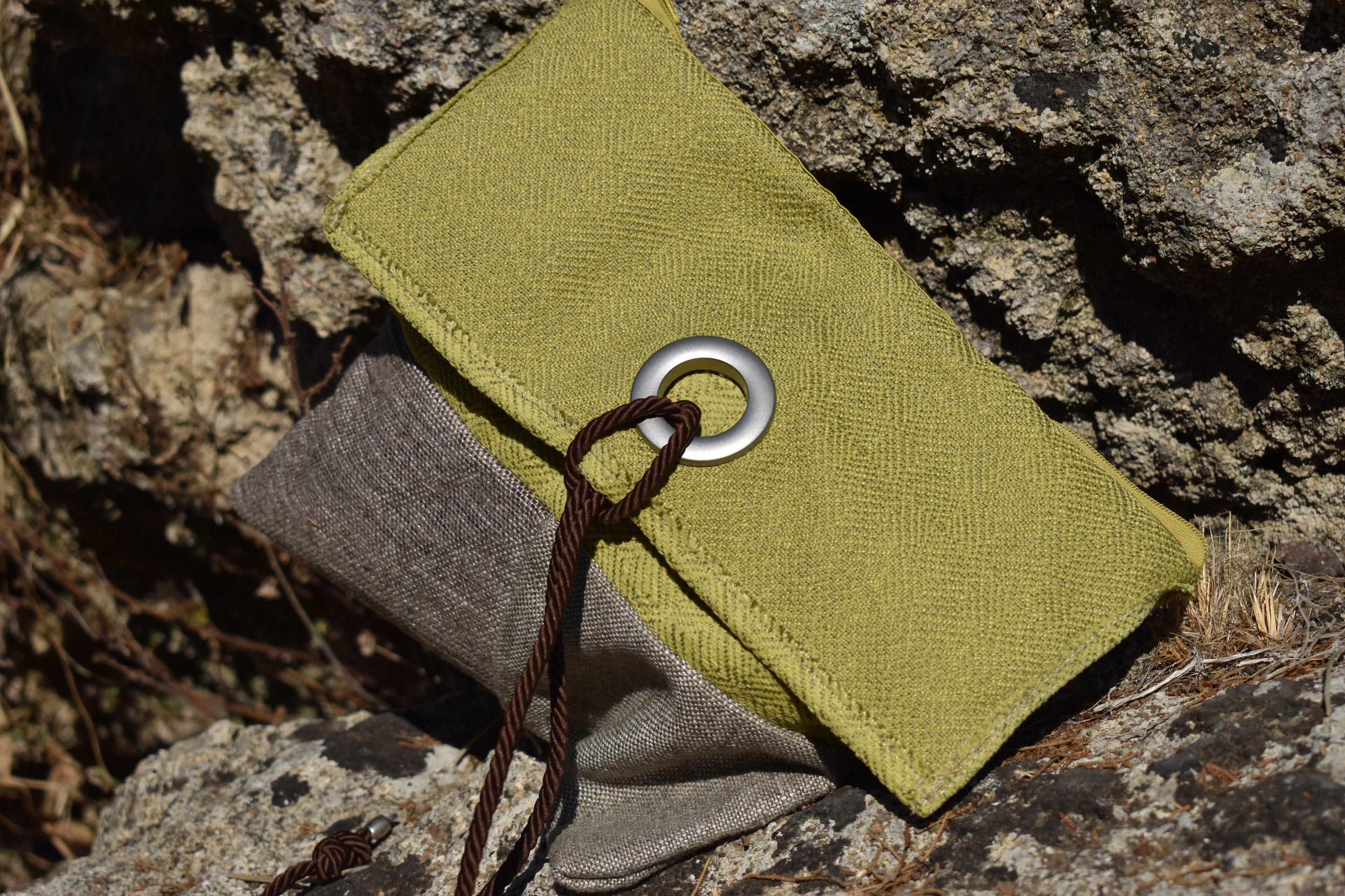 Χειροποίητη Τσάντα Ώμου – Κίτρινο & Μπεζ | Kallαίσθησις