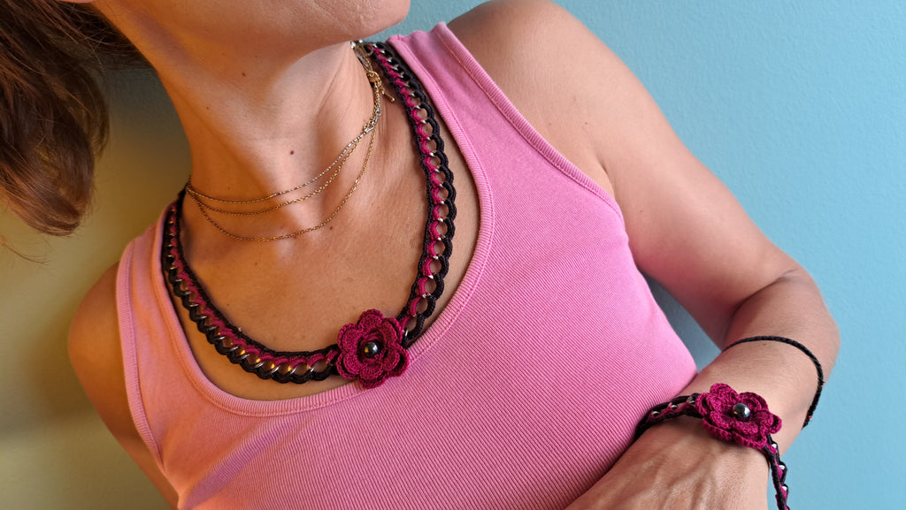 Χειροποίητο σετ κοσμημάτων – Κολιέ & Βραχιόλι με λουλούδι | Kallαίσθησις