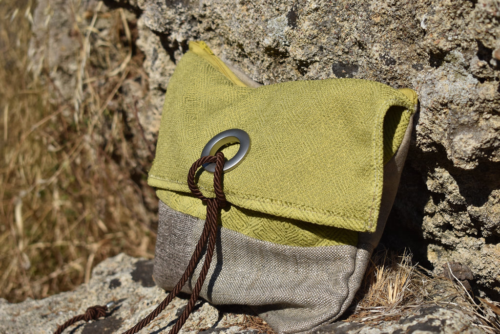 Χειροποίητη Τσάντα Ώμου – Κίτρινο & Μπεζ | Kallαίσθησις