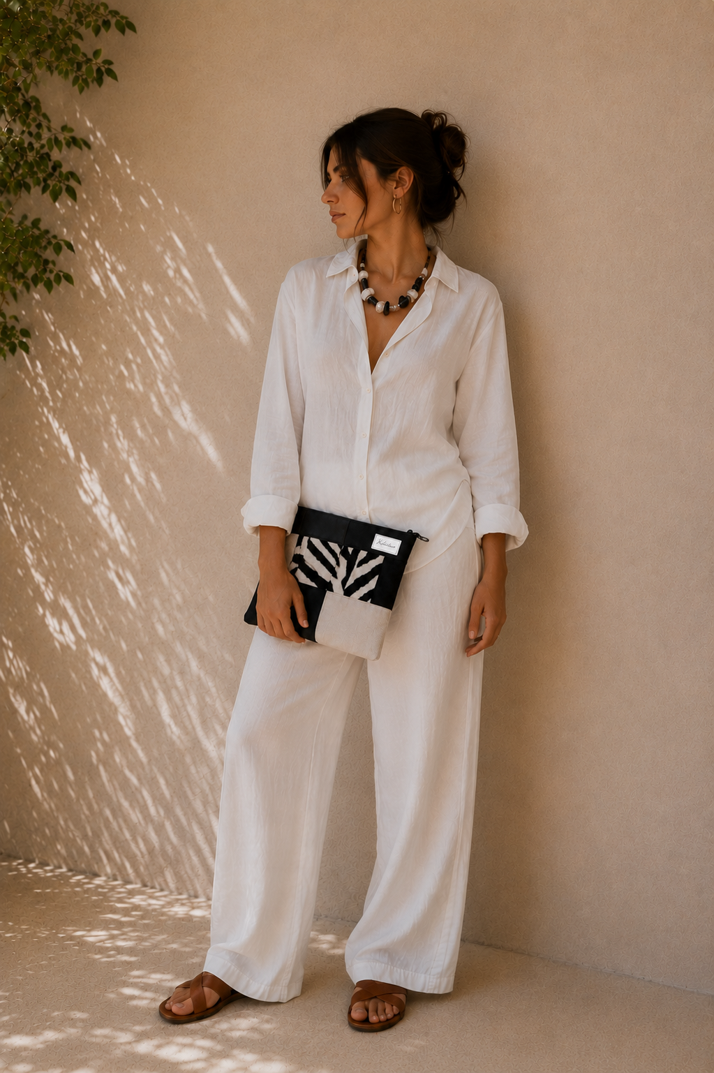 Σετ Statement Κολιέ & Χειροποίητο Τσαντάκι Zebra Patchwork| Kallαίσθησις