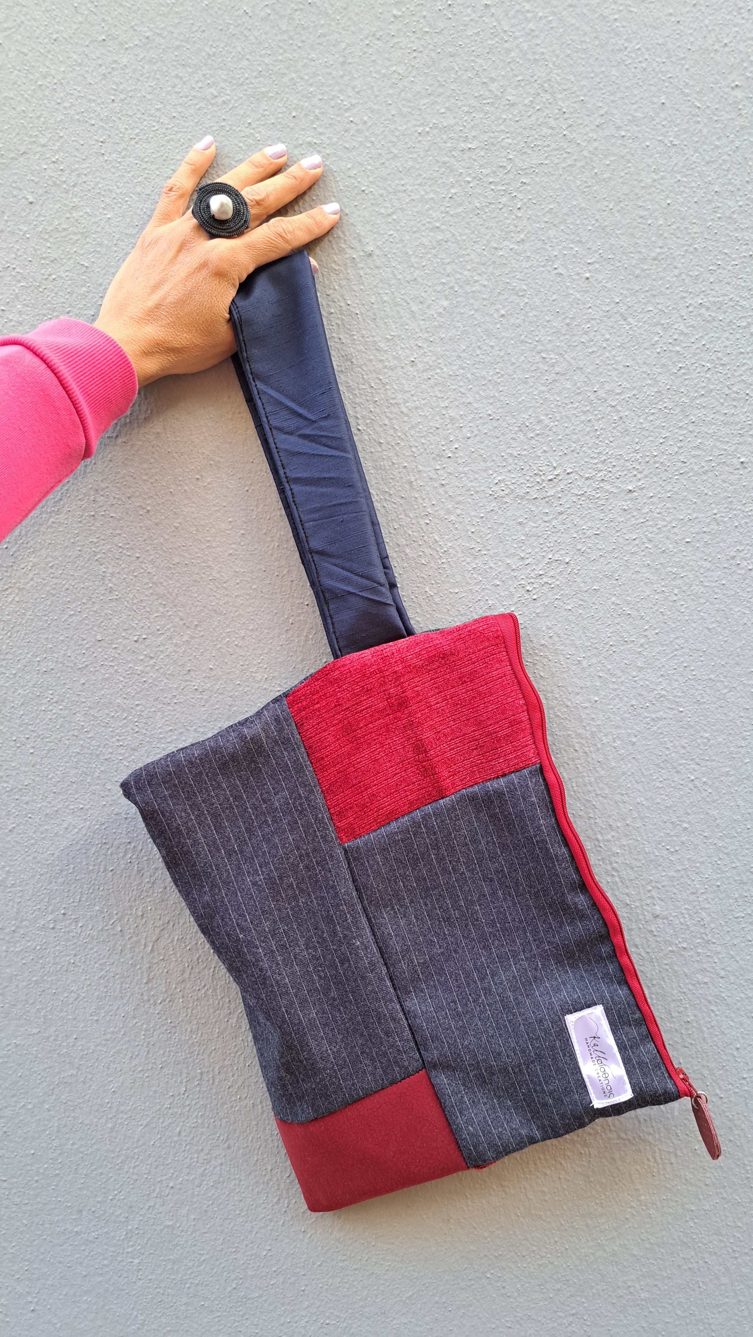 Τσαντάκι patchwork σε γκρι & μπορντό αποχρώσεις | kallαίσθησις