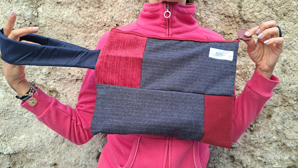 Τσαντάκι patchwork σε γκρι & μπορντό αποχρώσεις | kallαίσθησις