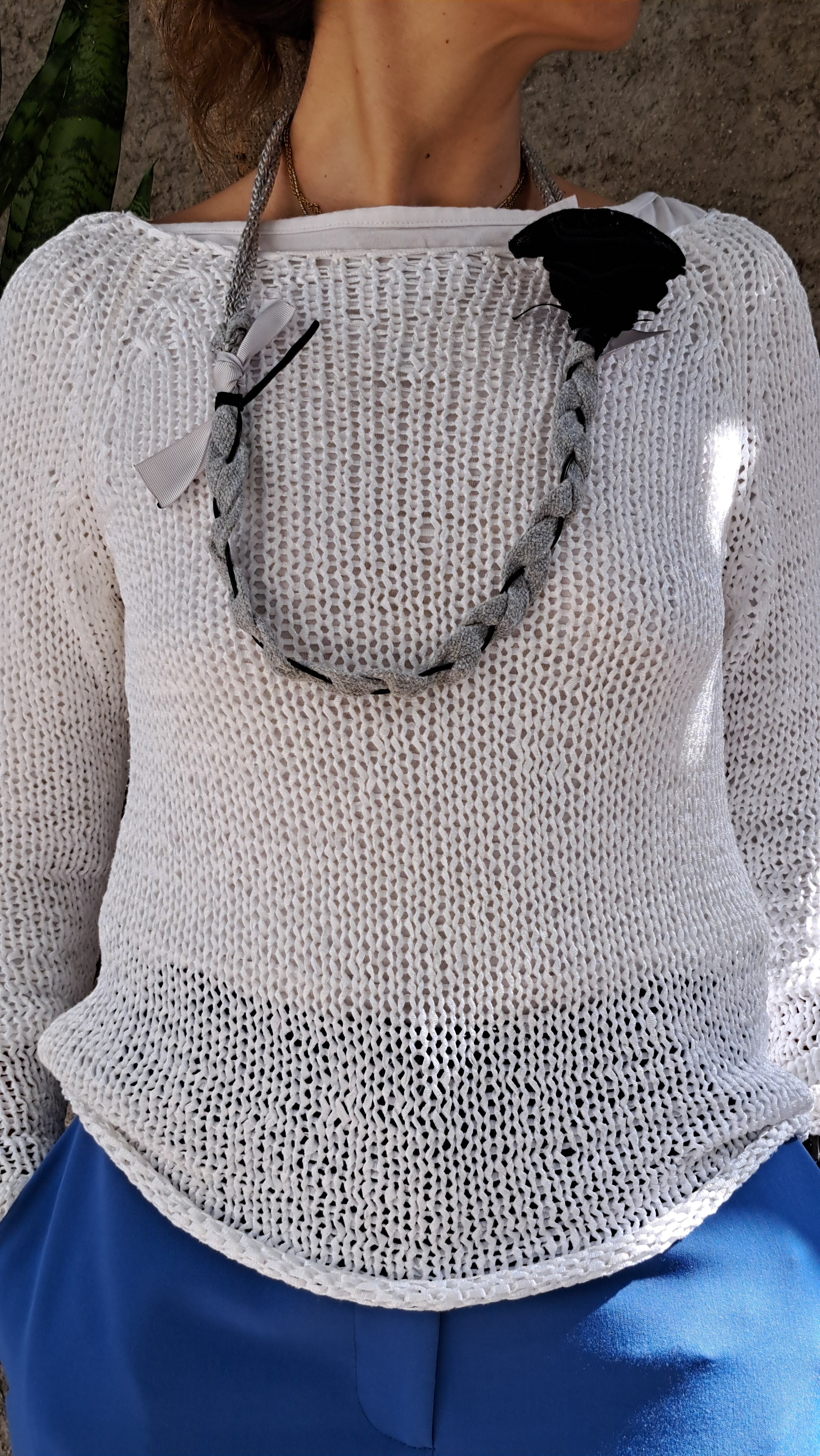 Μοντέρνο χειροποίητο κολιέ από ύφασμα και κορδέλες| kallαίσθησις