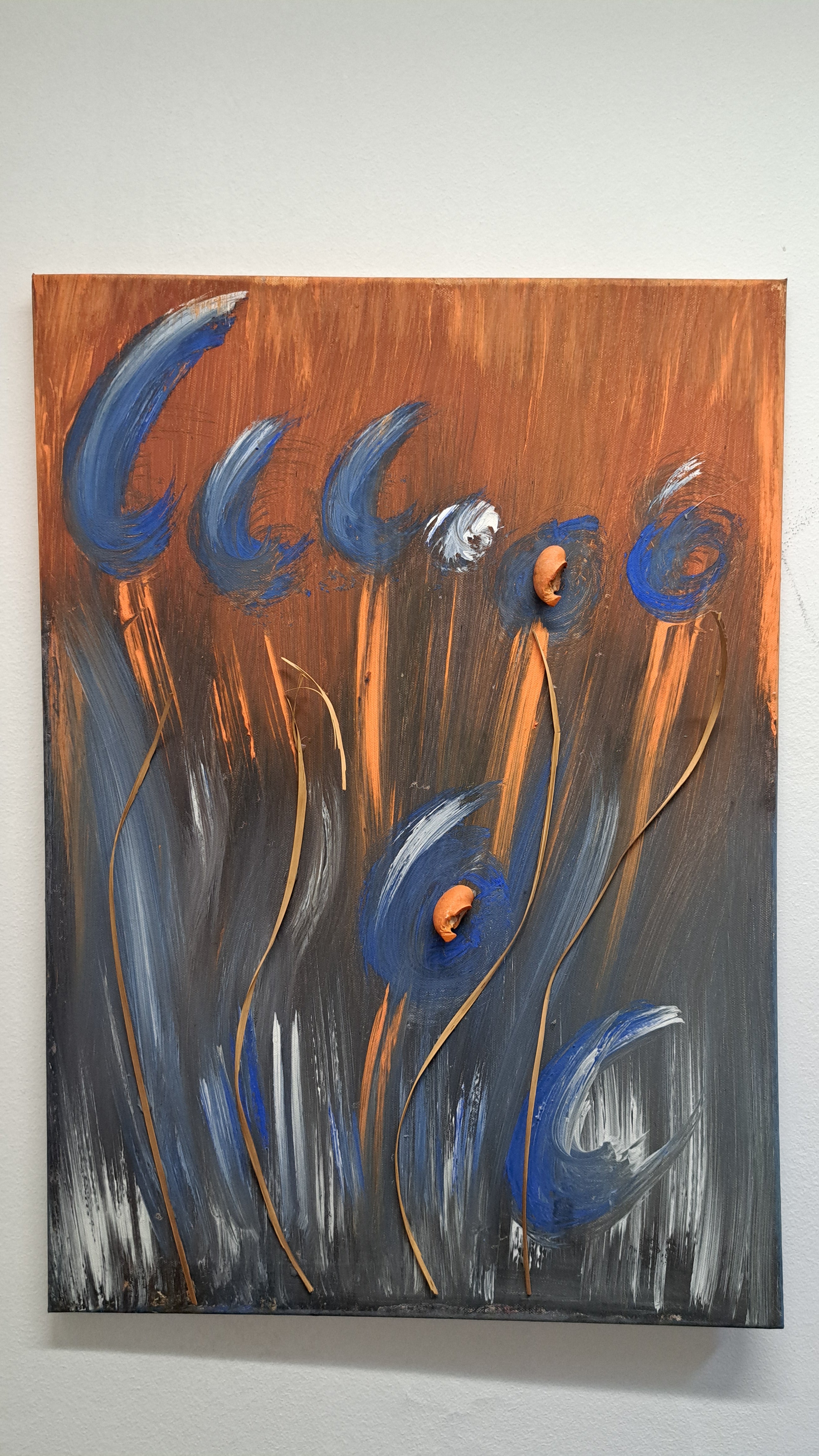 Αφηρημένος Χειροποίητος Πίνακας σε Μπλε & Κεραμιδί Τόνους | kallαίσθησις