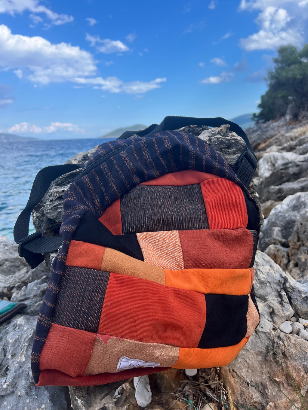 Χειροποίητο σακίδιο πλάτης — Καφέ/πορτοκαλί αποχρώσεις | Kallαίσθησις