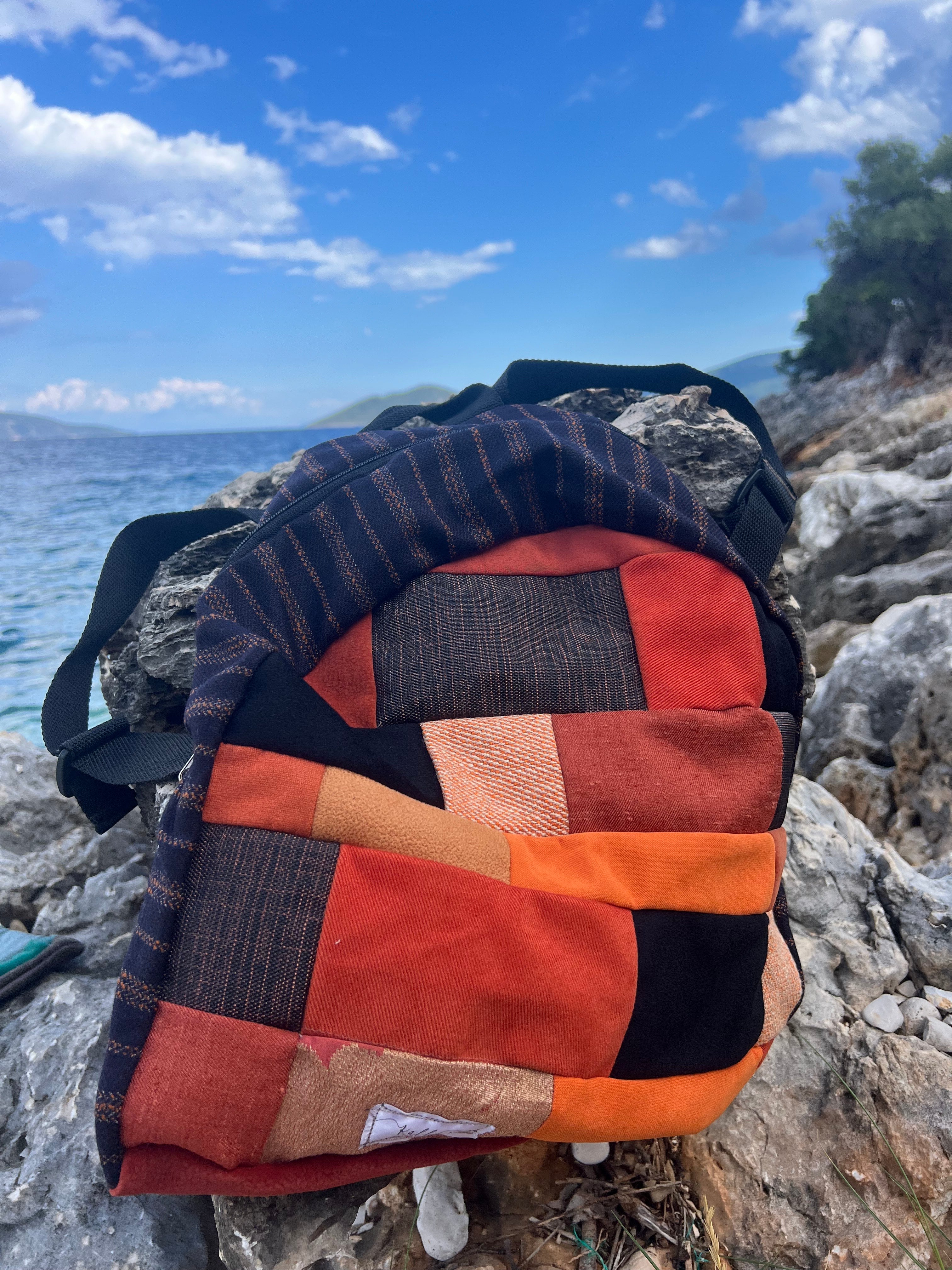 Χειροποίητο σακίδιο πλάτης — Καφέ/πορτοκαλί αποχρώσεις | Kallαίσθησις