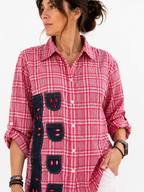 Καρό πουκάμισο με denim patchwork λεπτομέρειες | kallαίσθησις
