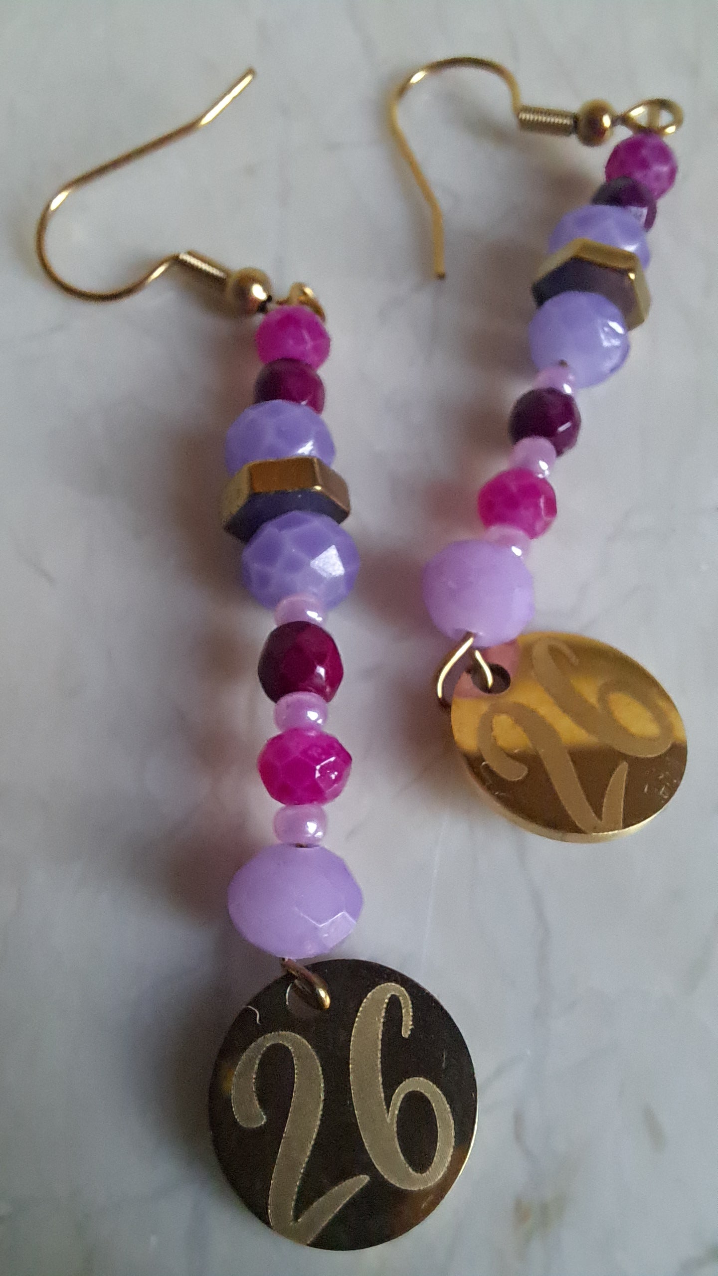 Κρεμαστά Σκουλαρίκια Ροζ – Μωβ Crystal Mix “26” | Kallαίσθησις