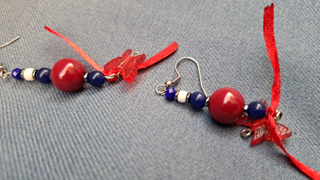 Σκουλαρίκια red & blue butterfly | kallαίσθησις