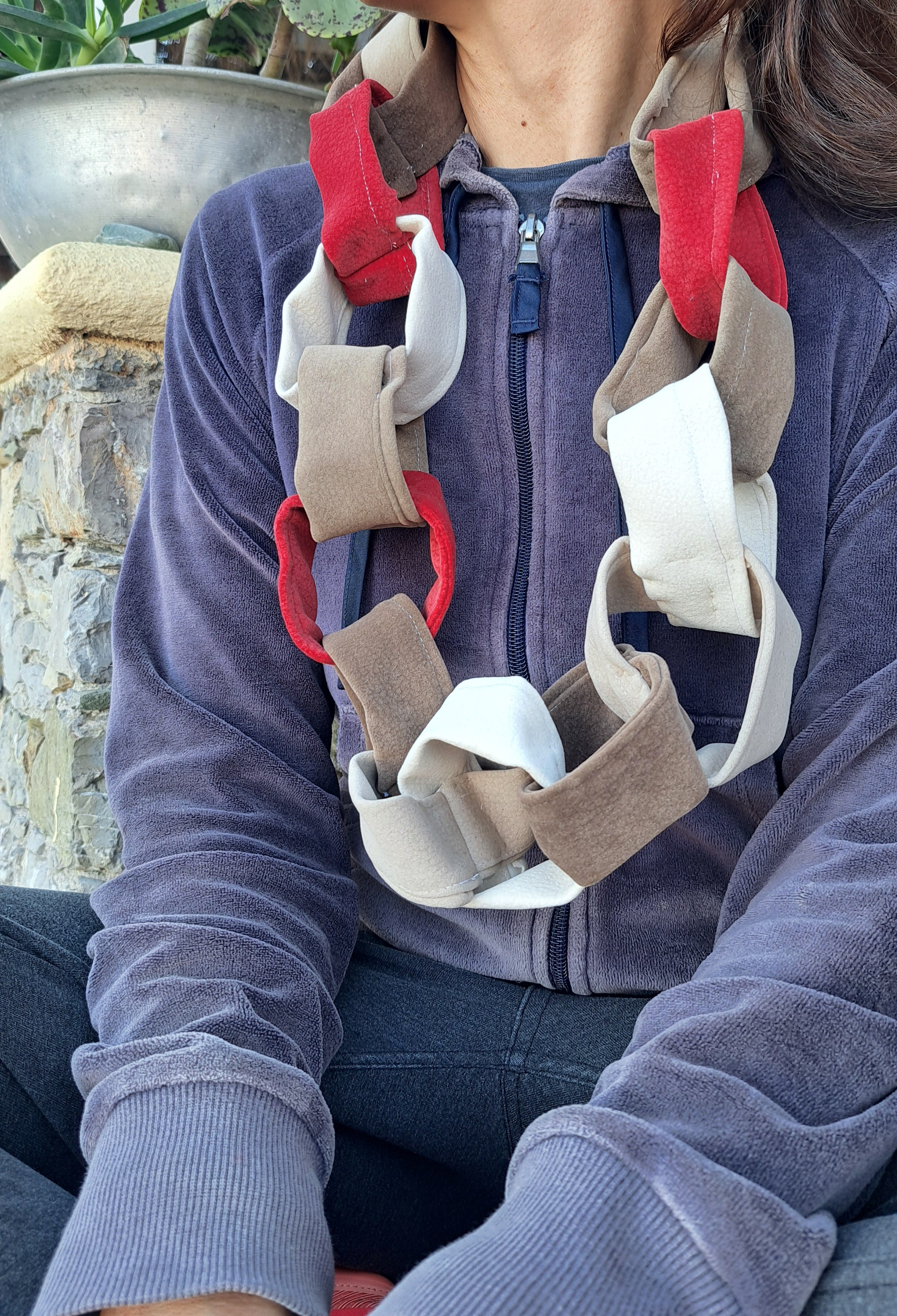 Κολιέ Patchwork Αλυσίδα από Ύφασμα | Kallαίσθησις