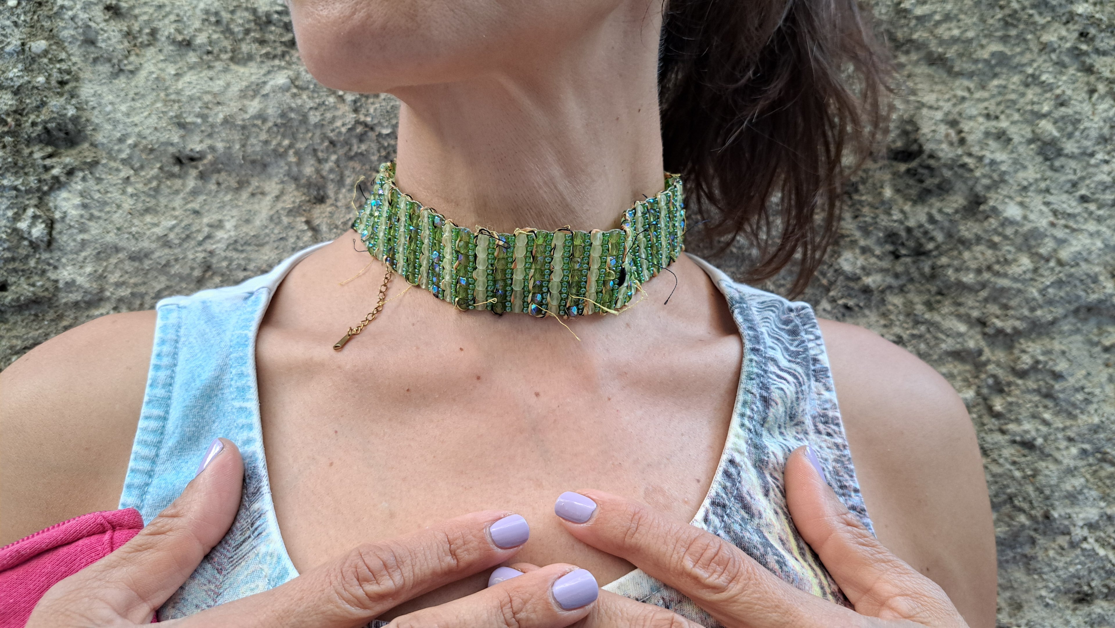 Choker Πράσινο με Χάντρες | kallαίσθησις