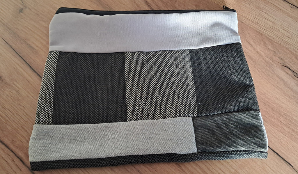 Δίχρωμο χειροποίητο τσαντάκι σε γκρι & ανθρακί | kallαίσθησις