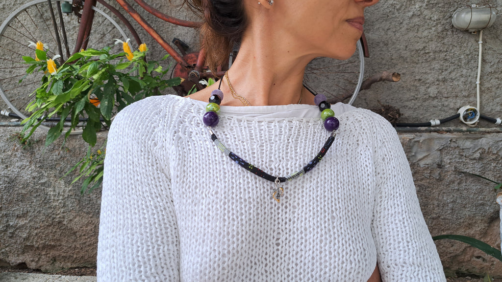 Κολιέ “Μωβ & Πράσινη Αρμονία” | kallαίσθησις