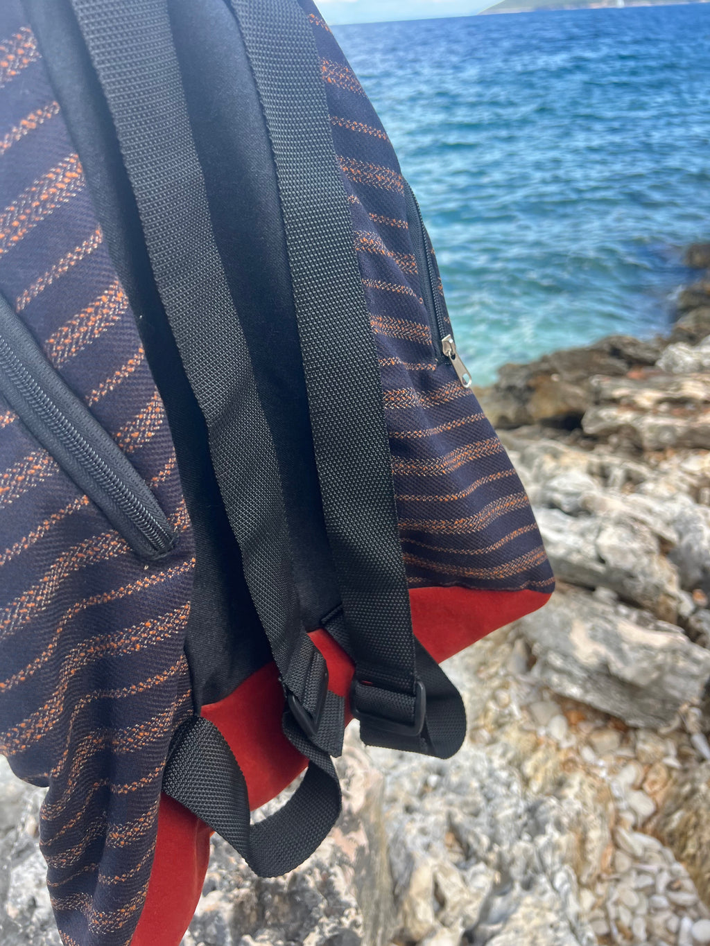 Χειροποίητο σακίδιο πλάτης — Καφέ/πορτοκαλί αποχρώσεις | Kallαίσθησις