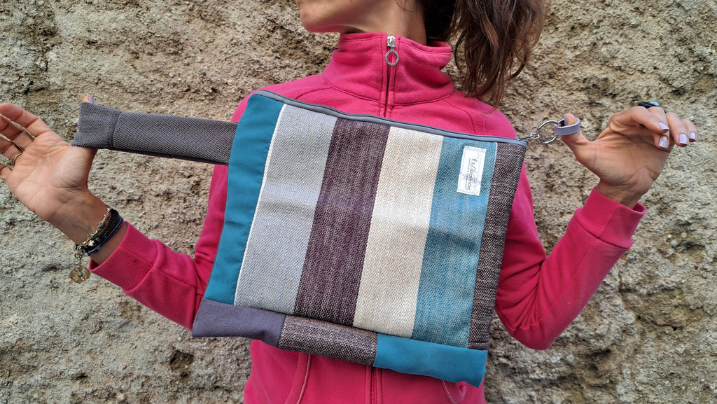 Τσαντάκι patchwork σε γήινες & τιρκουάζ αποχρώσεις | kallαίσθησις