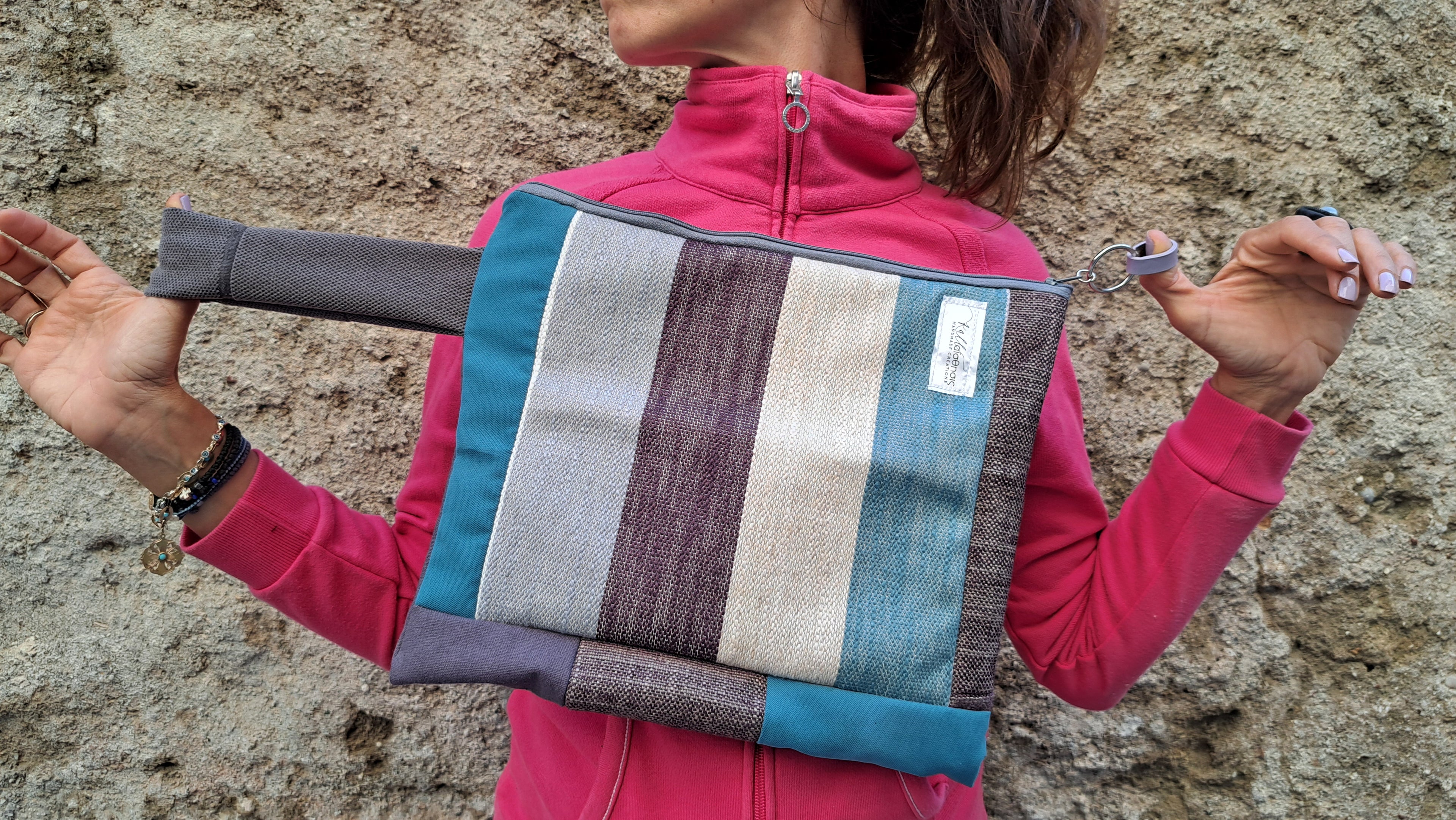 Τσαντάκι patchwork σε γήινες & τιρκουάζ αποχρώσεις | kallαίσθησις