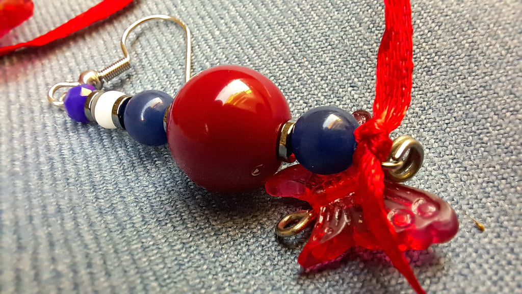 Σκουλαρίκια red & blue butterfly | kallαίσθησις