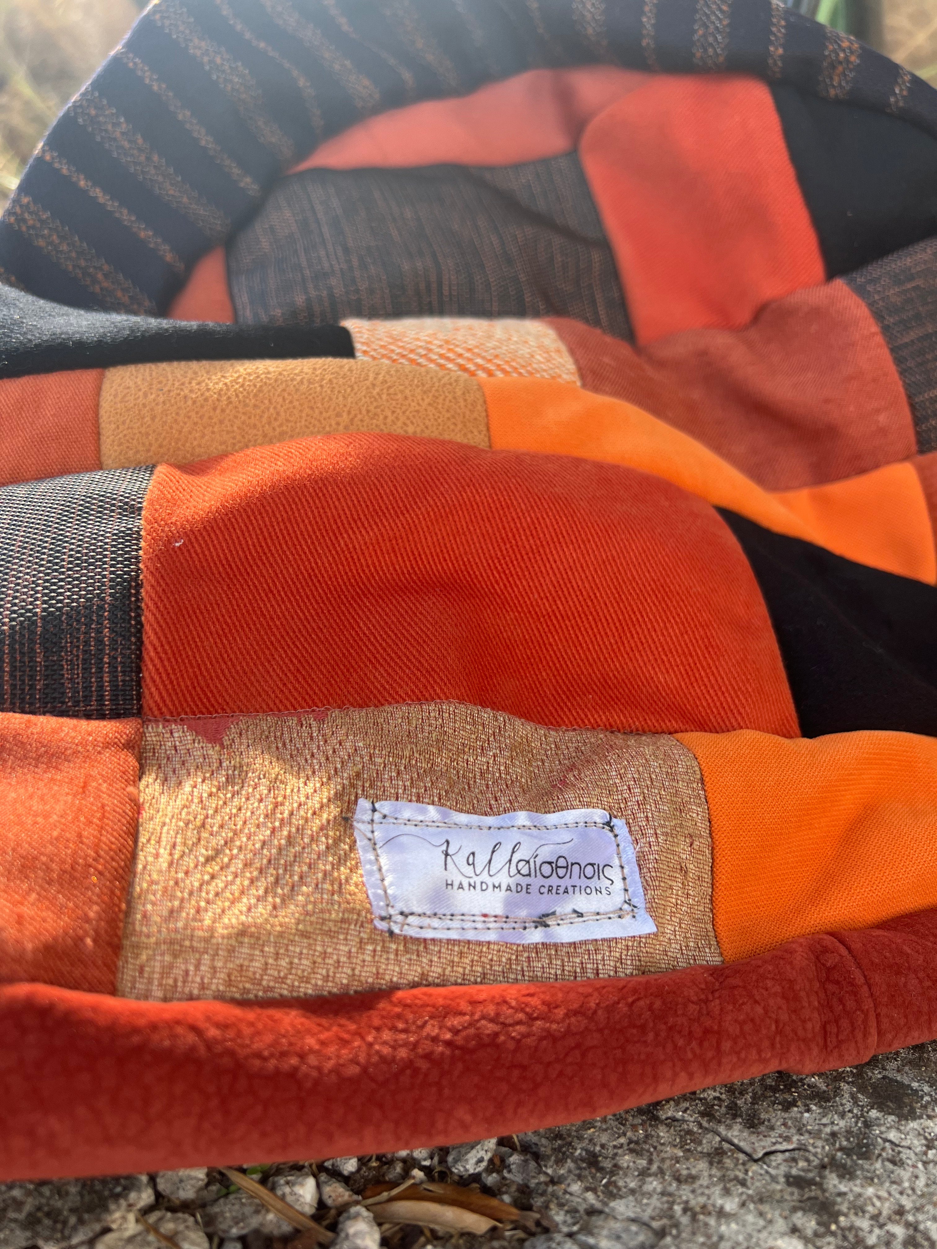 Χειροποίητο σακίδιο πλάτης — Καφέ/πορτοκαλί αποχρώσεις | Kallαίσθησις