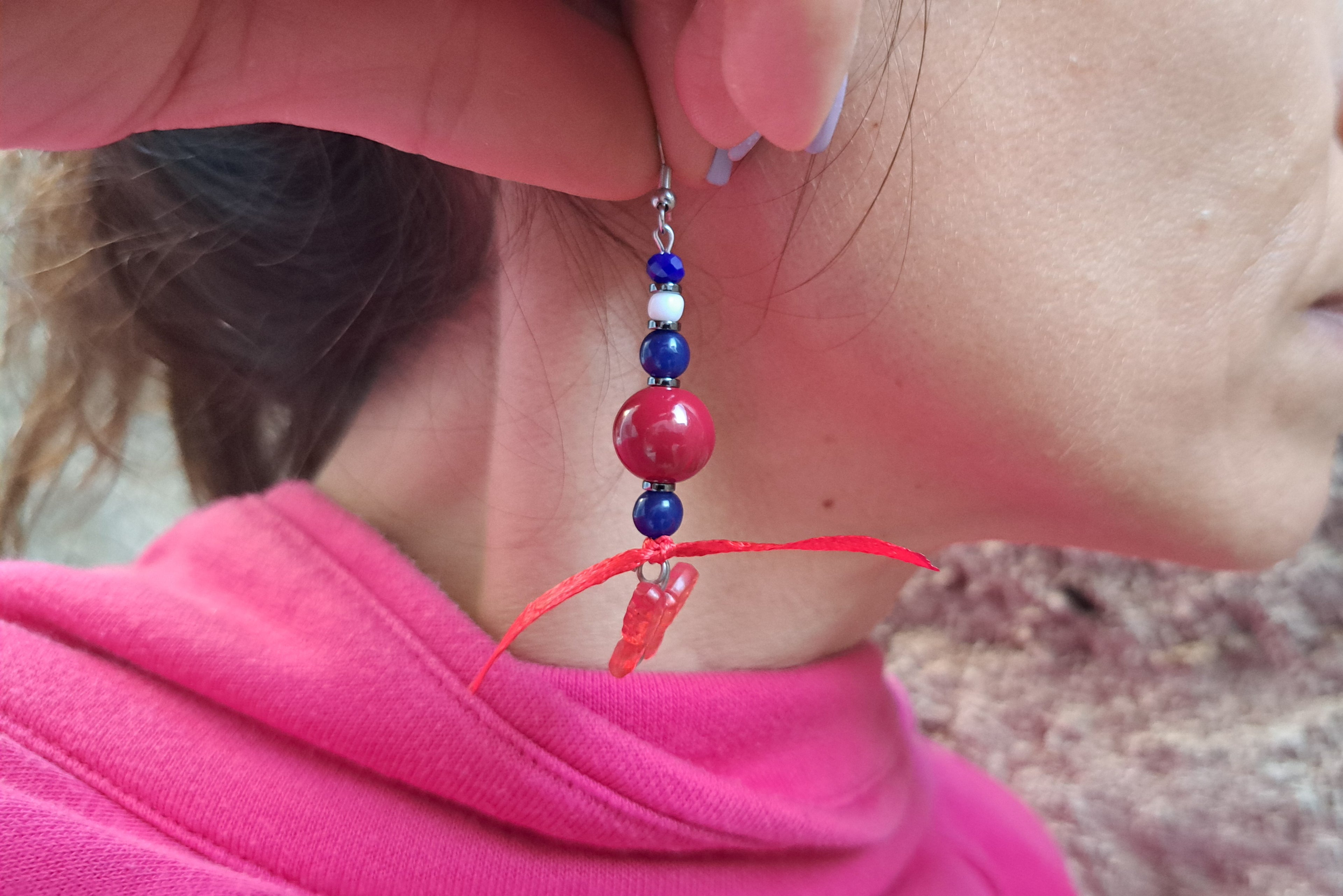 Σκουλαρίκια red & blue butterfly | kallαίσθησις