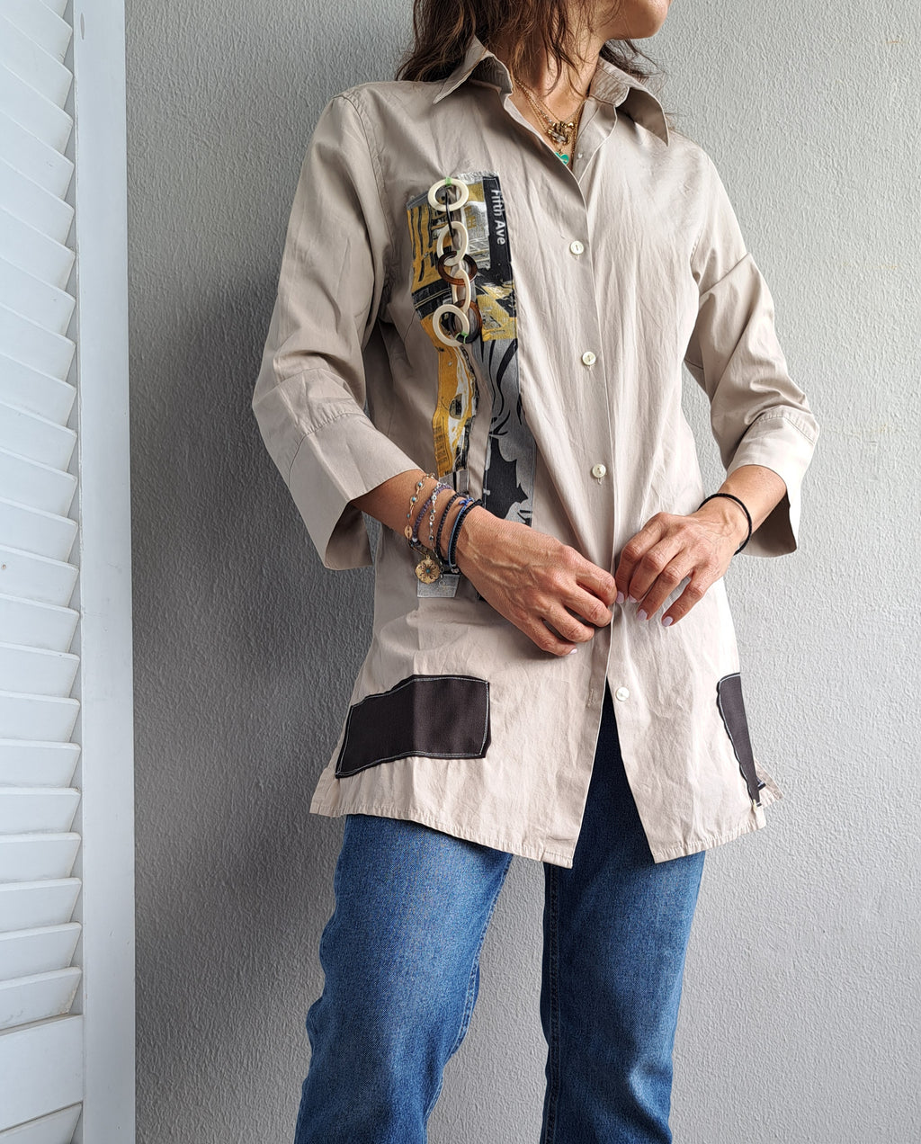 Μακρύ πουκάμισο με διακοσμητικούς κρίκους | kallαίσθησις