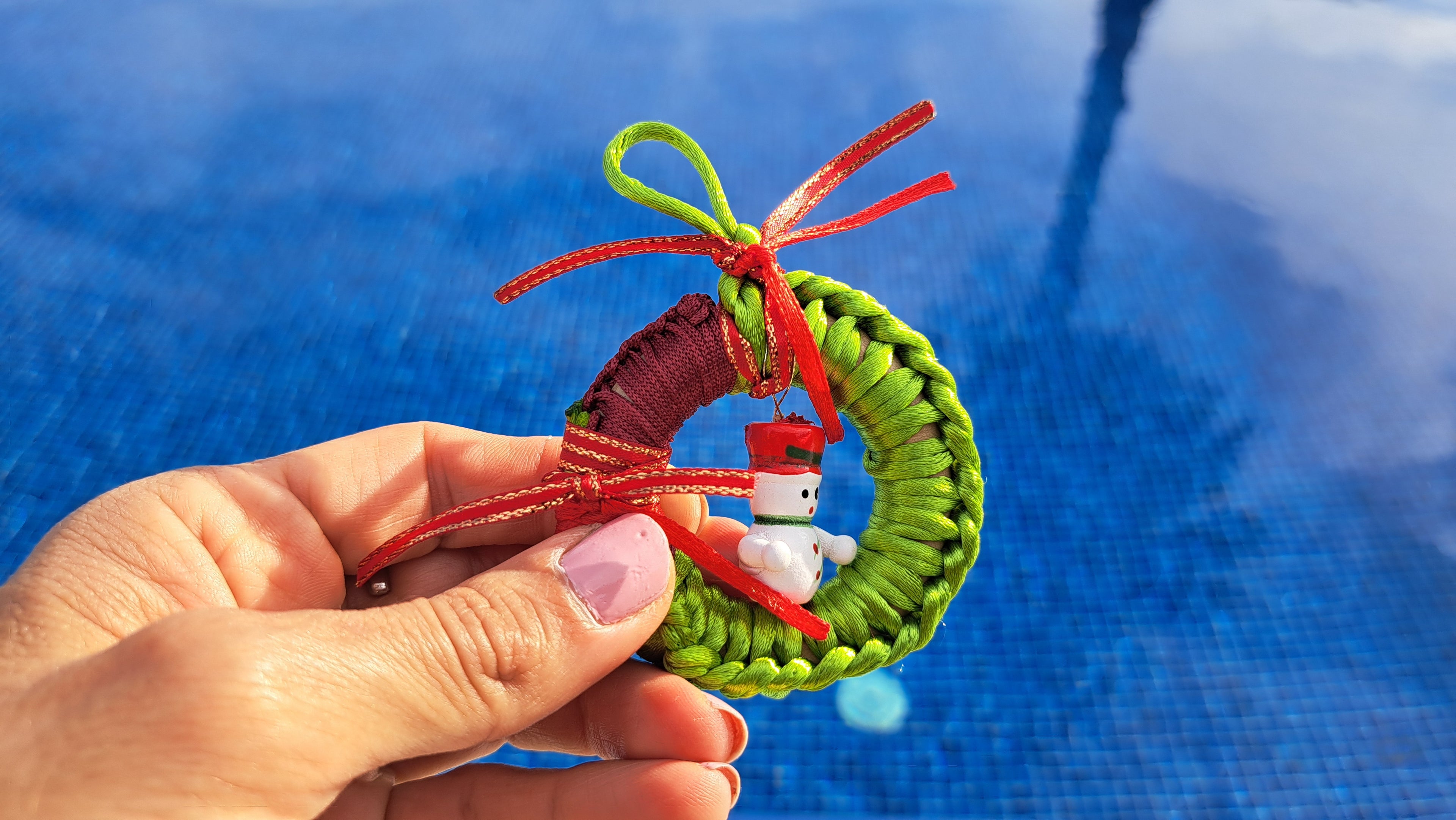 Χειροποίητο Χριστουγεννιάτικο Στεφανάκι με Χιονάνθρωπο | kallαίσθησις