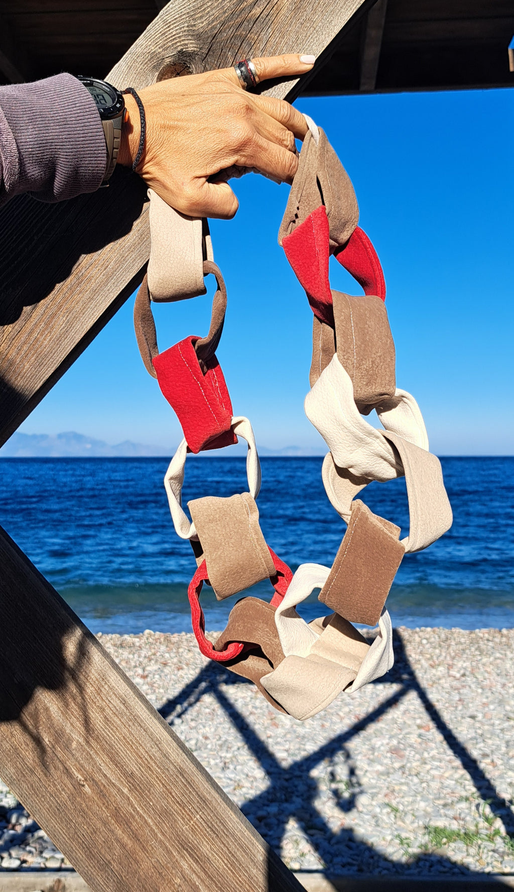 Κολιέ Patchwork Αλυσίδα από Ύφασμα | Kallαίσθησις