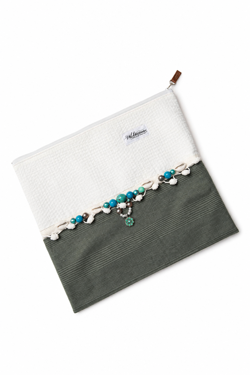 Boho Θαλασσινή Clutch με Κοχύλια & Τυρκουάζ Χάντρες | Kallαίσθησις