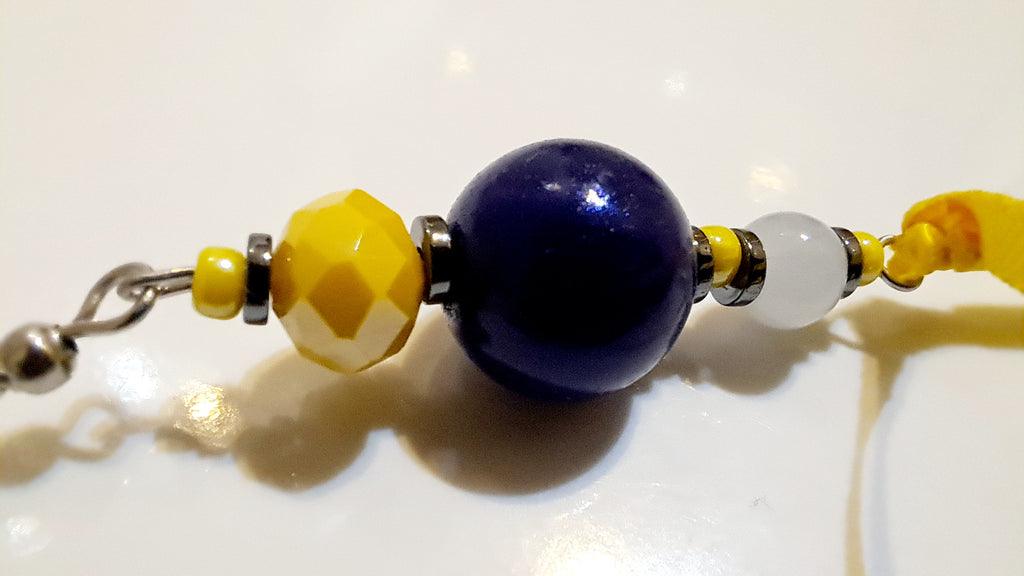 Χειροποίητα Σκουλαρίκια με Μπλε & Κίτρινες Χάντρες | kallαίσθησις