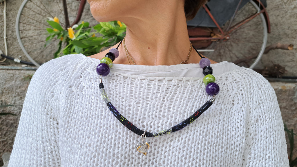 Κολιέ “Μωβ & Πράσινη Αρμονία” | kallαίσθησις