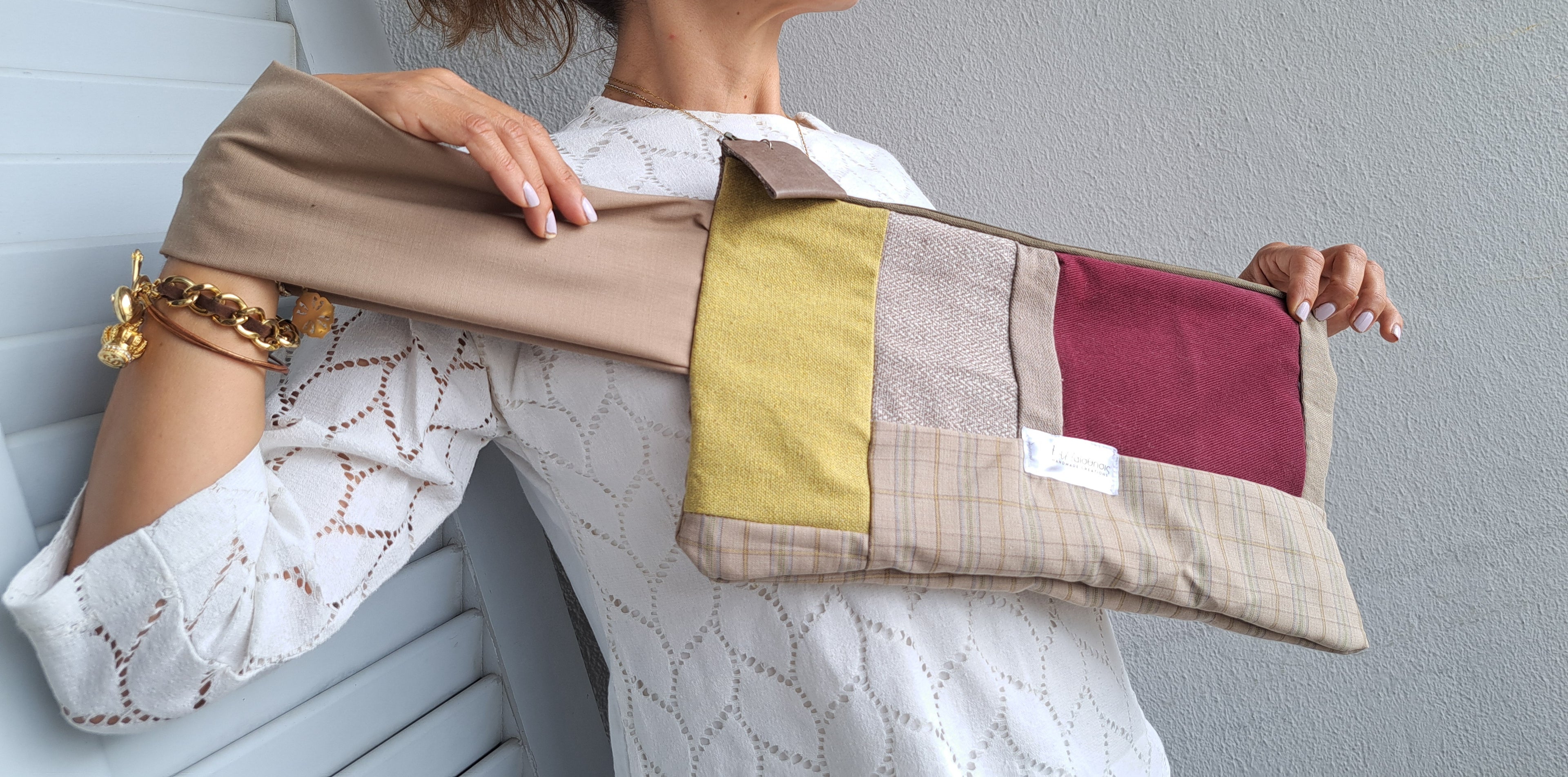 Τσαντάκι patchwork σε γήινες αποχρώσεις | kallαίσθησις