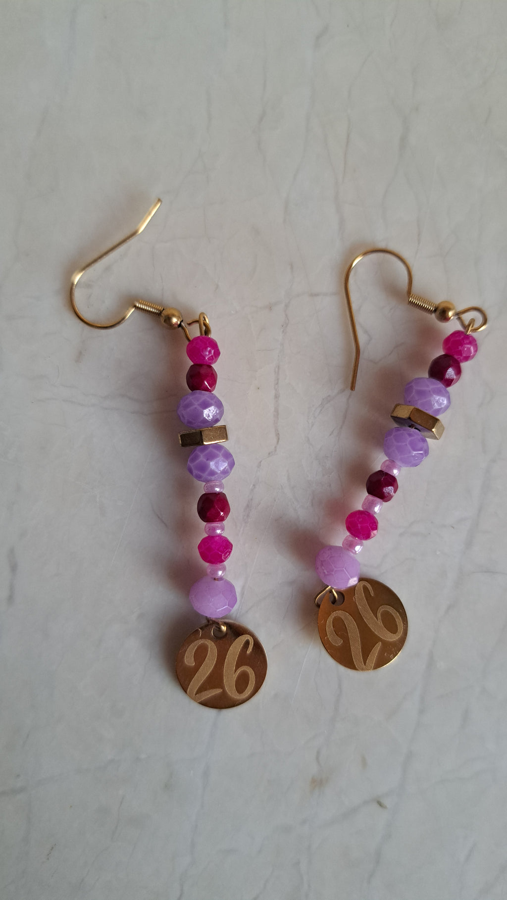 Κρεμαστά Σκουλαρίκια Ροζ – Μωβ Crystal Mix “26” | Kallαίσθησις