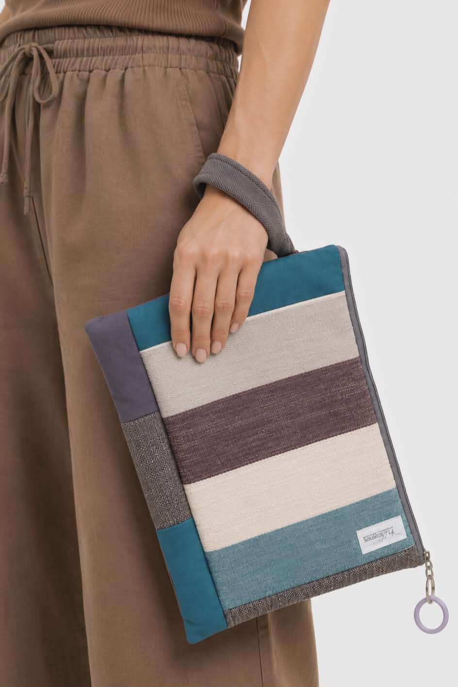 Τσαντάκι patchwork σε γήινες & τιρκουάζ αποχρώσεις | kallαίσθησις