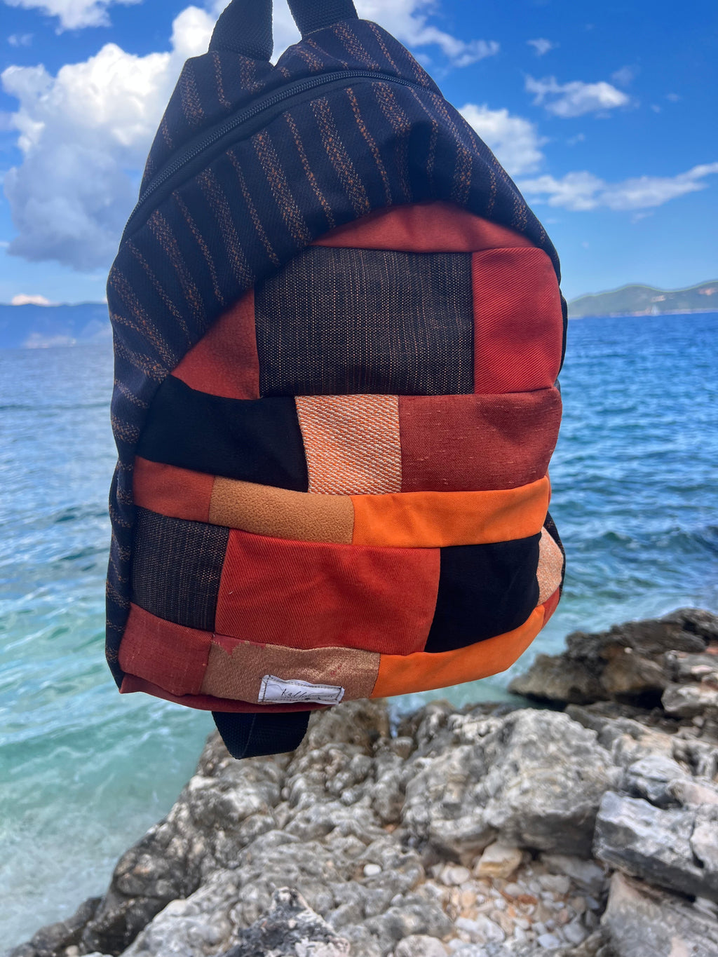 Χειροποίητο σακίδιο πλάτης — Καφέ/πορτοκαλί αποχρώσεις | Kallαίσθησις