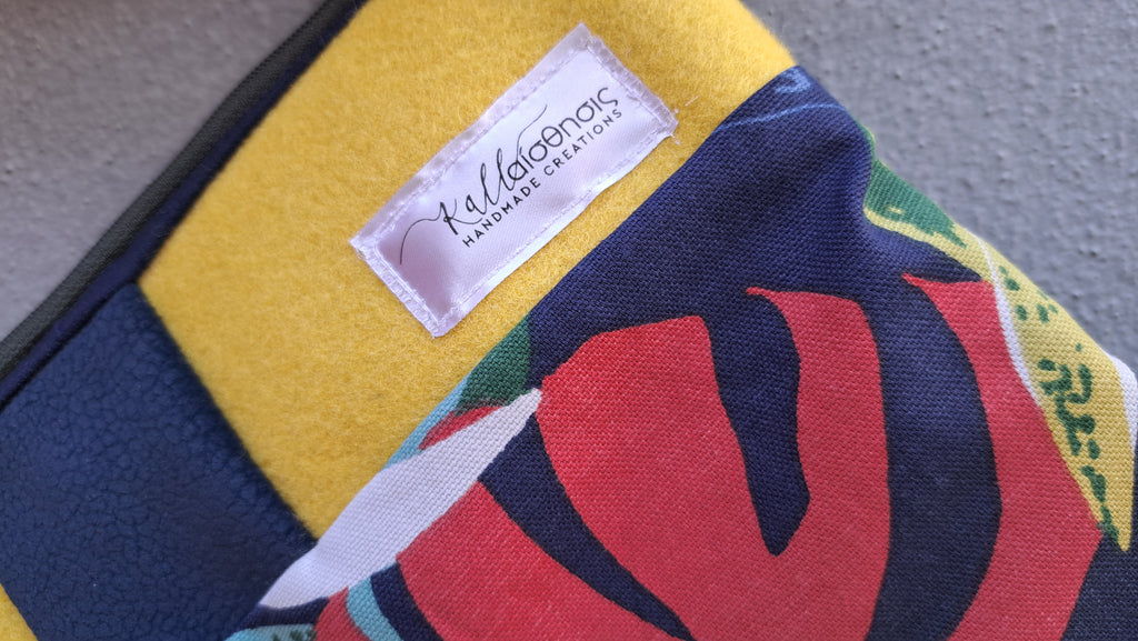 Τσαντάκι patchwork με φλοράλ λεπτομέρεια & κίτρινο πάνελ | kallαίσθησις